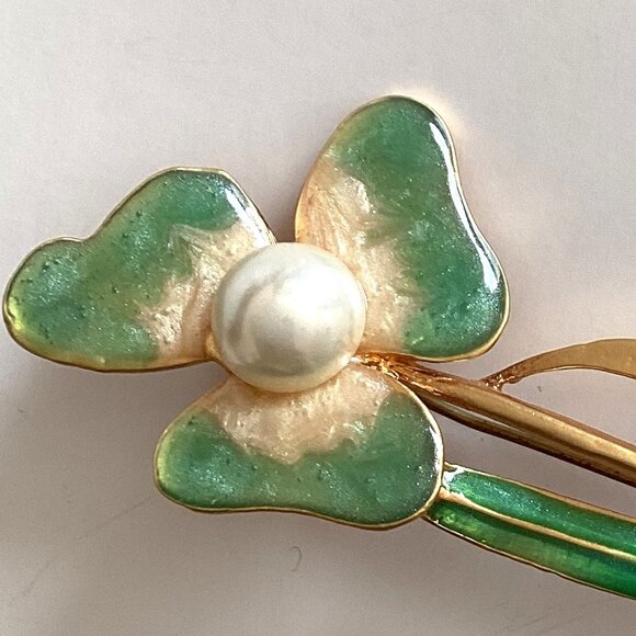 Vintage Enamel Floral Pin Brooch Pin Close Retro Costume Jewelry Y2K - Picture 5 of 6